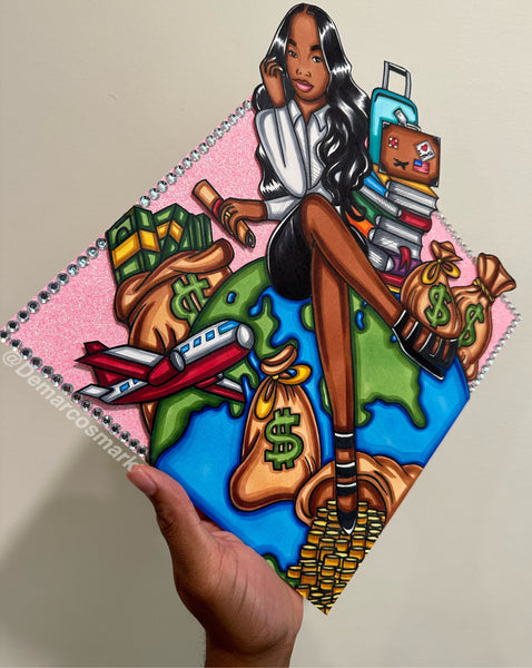 Fly Girl Checking Out 3D Grad Cap Topper