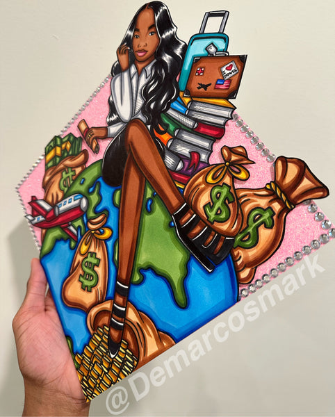 Fly Girl Checking Out 3D Grad Cap Topper